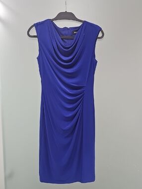 DKNY Draped Sleeveless Midi Dress in Royal Blue